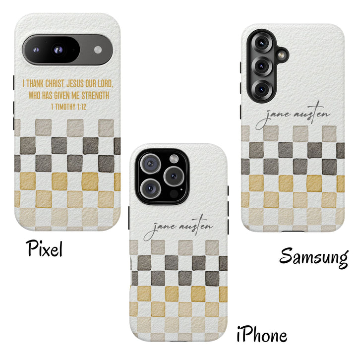 Personalized Tough Cases - Minimalist Grey Checker 2
