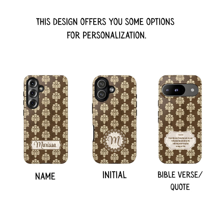 Traditional Batik Pattern Tough Phone Cases Personalizable - Brown Paisley
