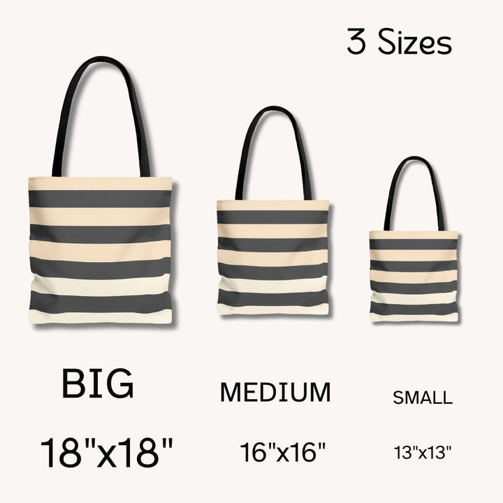 Brown Stripe Horizontal Print Tote Bag