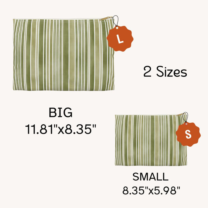 Green Stripes Print Makeup And Accessory Pouch