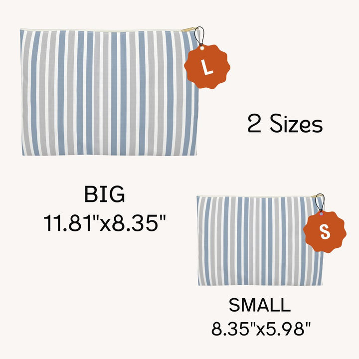 Blue Stipes Print Makeup And Accessory Pouch
