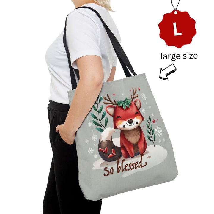 Cute Woodland Animal Holiday Tote Bag Personalized