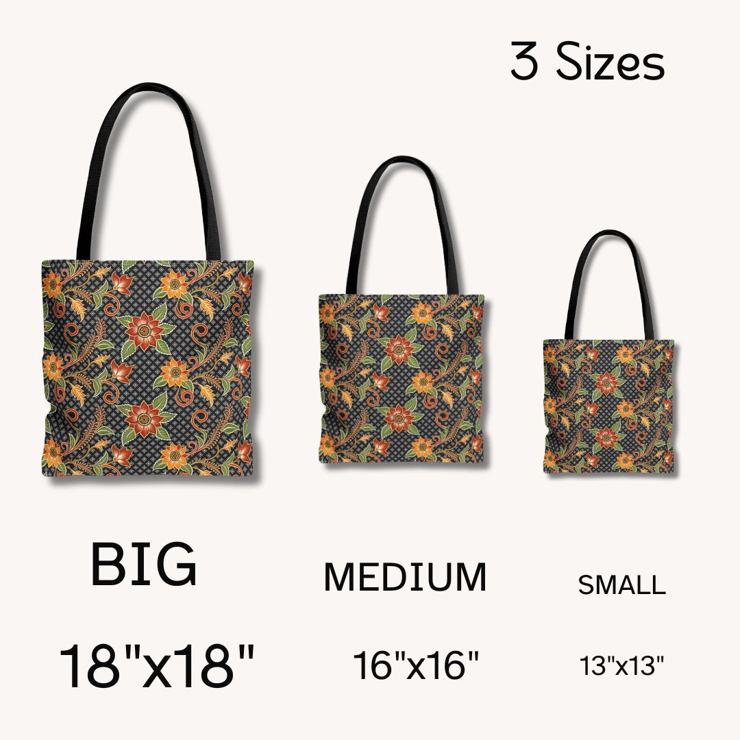 Batik Print Tote Bag -  Batik Flower 3