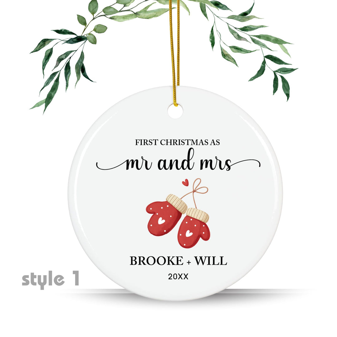 Personalized Christmas Ornament: Red Mittens