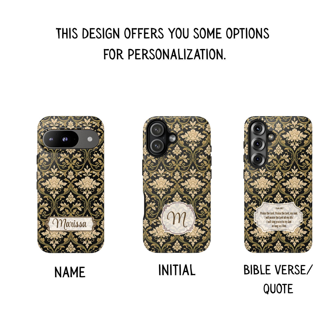 Traditional Batik Pattern Tough Phone Cases Personalizable - Neutral Grid