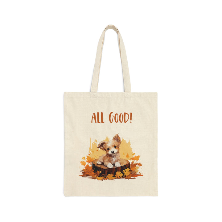 All Good Cute Puppy Cotton Canvas Tote Bag