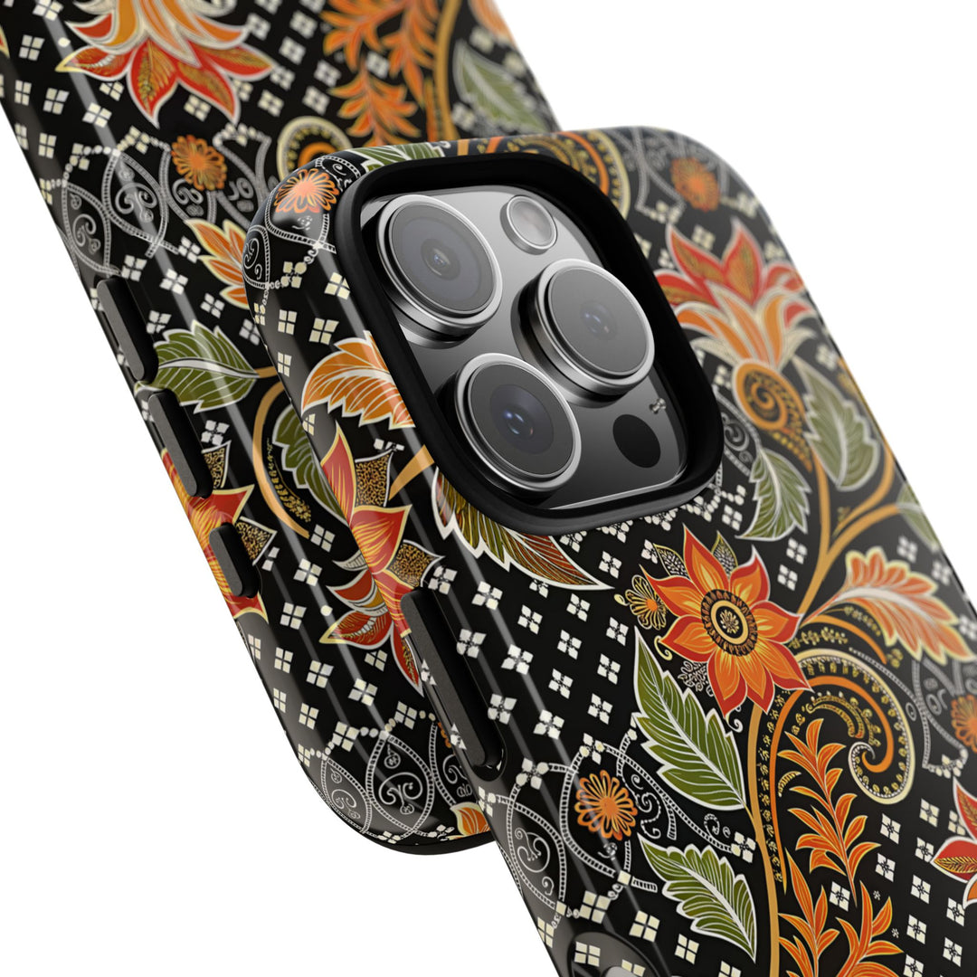 Modern Batik Pattern Tough Phone Cases Personalizable - Aesthetic Floral 3