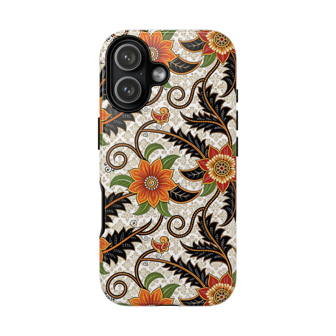 Modern Batik Pattern Tough Phone Cases Personalizable - Aesthetic Floral 2