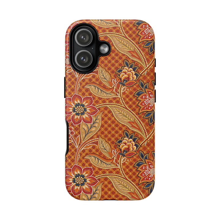 Modern Batik Pattern Tough Phone Cases Personalizable - Orange 2