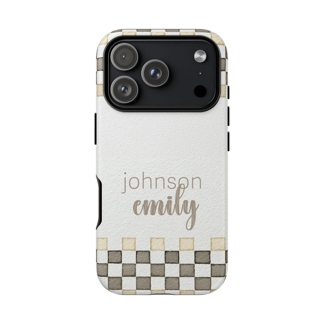 Personalized Tough Cases - Minimalist Grey Checker 1
