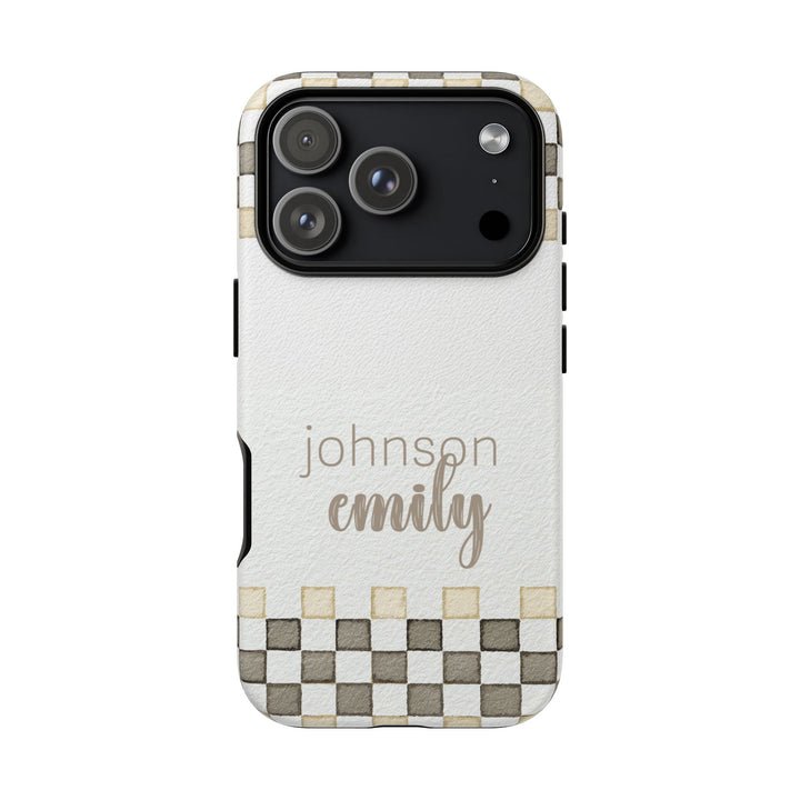 Personalized Tough Cases - Minimalist Grey Checker 1