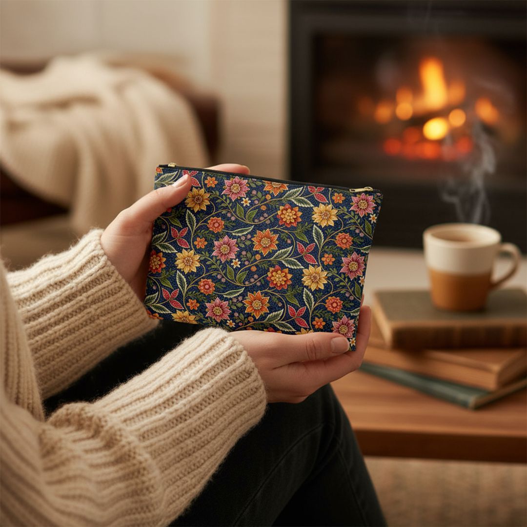 Batik Print Makeup And Accessory Pouch - Batik Flower 7