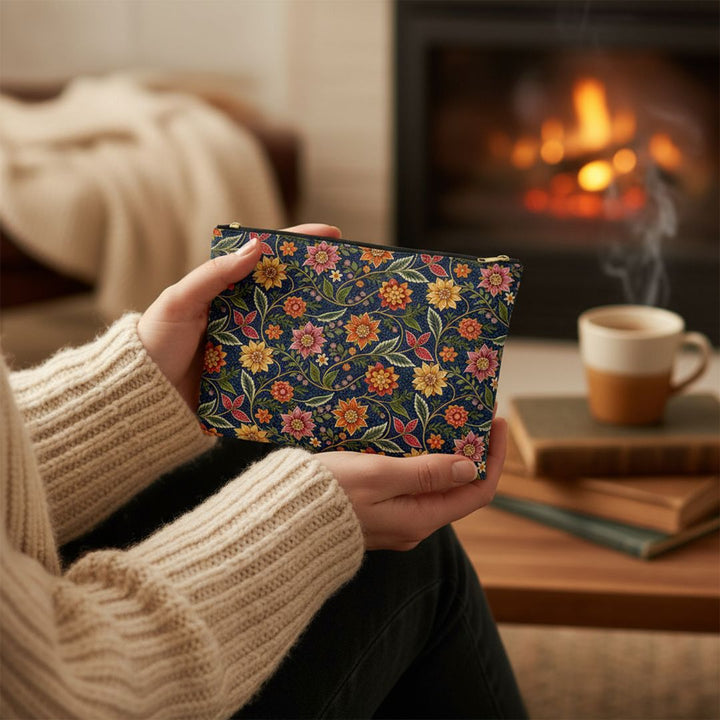 Batik Print Makeup And Accessory Pouch - Batik Flower 7