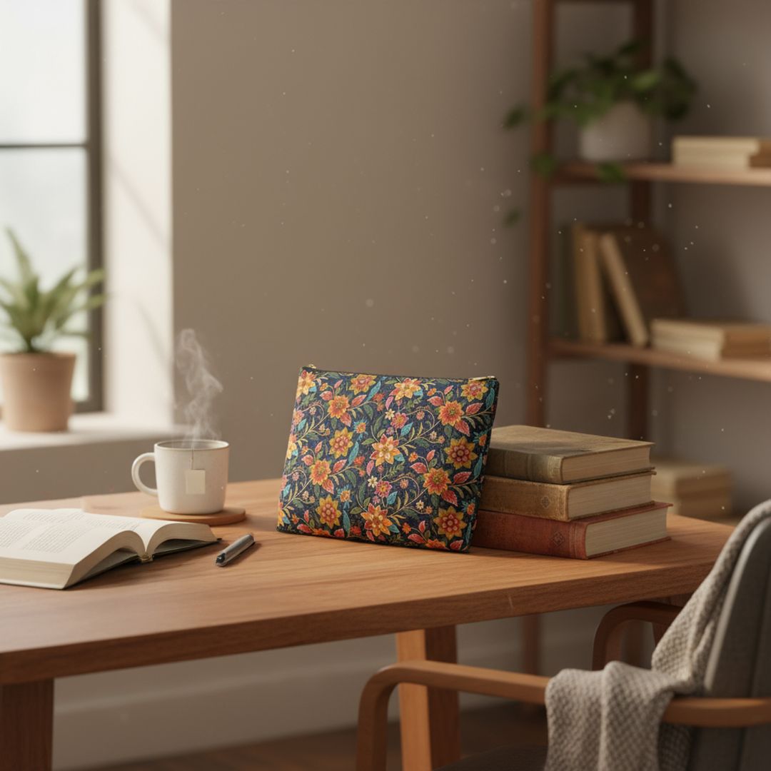 Batik Print Makeup And Accessory Pouch - Batik Flower 10