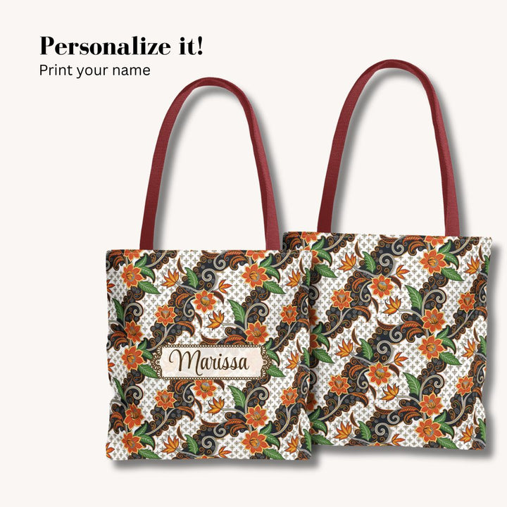 Batik Print Tote Bag -  Batik Flower 2