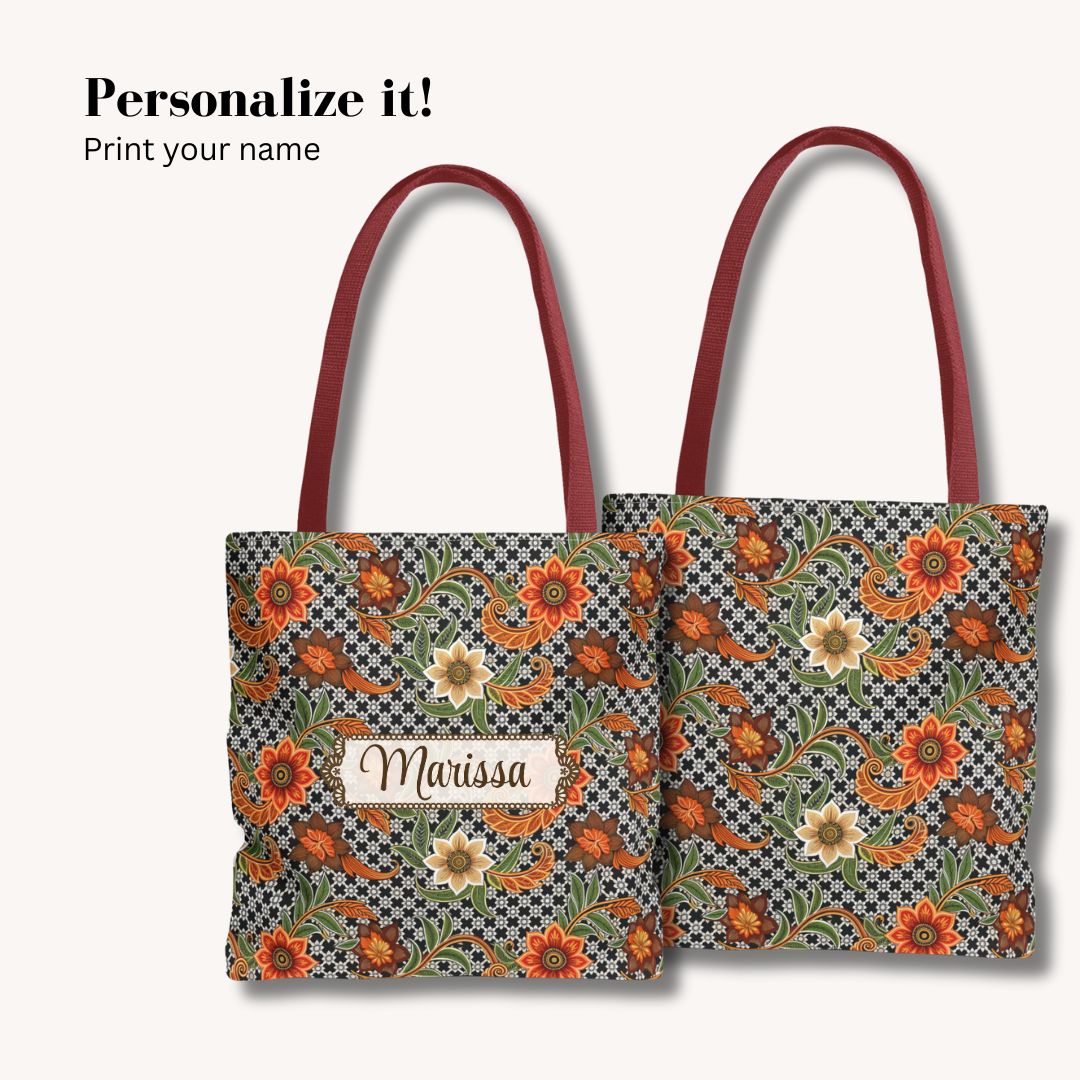 Batik Print Tote Bag -   Aesthetic Floral 4