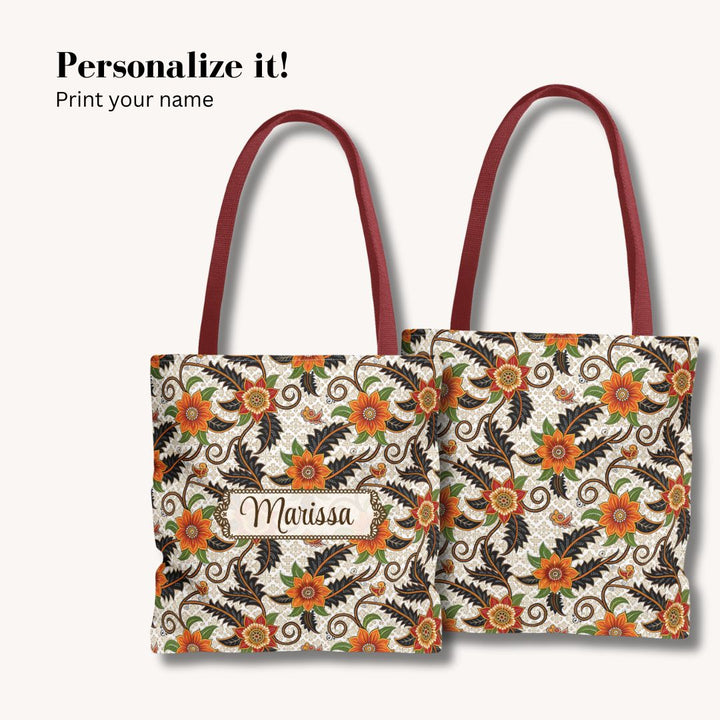Batik Print Tote Bag -   Aesthetic Floral 2