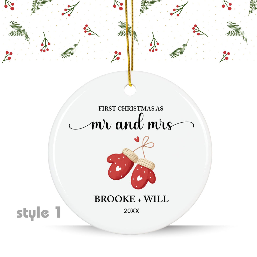 Personalized Christmas Ornament: Red Mittens