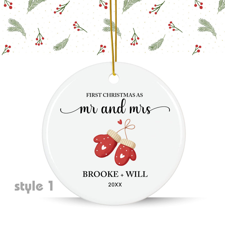 Personalized Christmas Ornament: Red Mittens