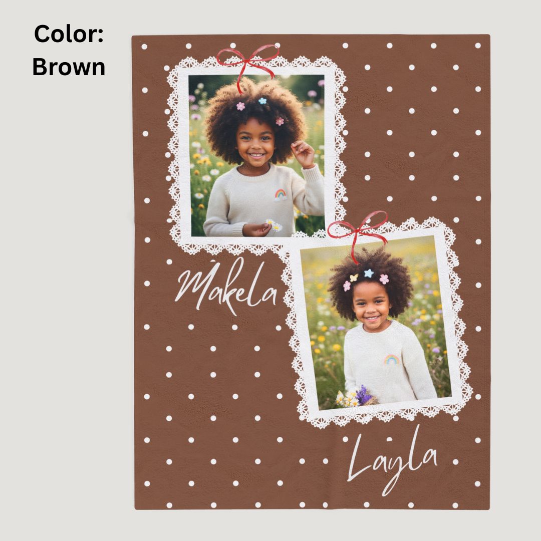 Personalized  Plush Blanket - Girly Double Frames
