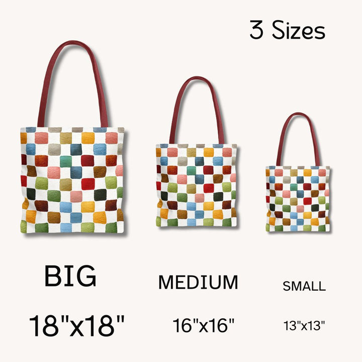 Multicolor Checkers Print Tote Bag