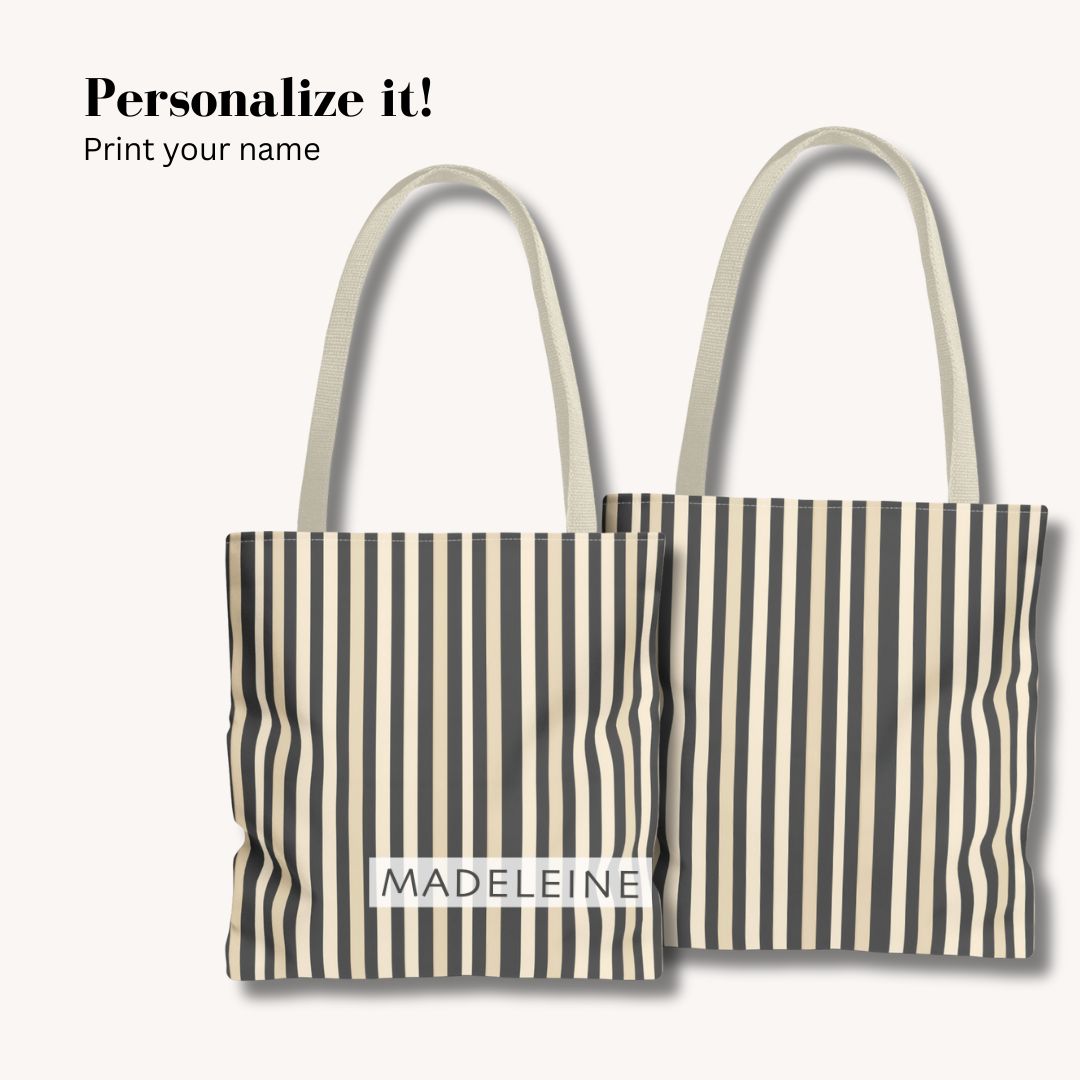 Brown Stripe Print Tote Bag