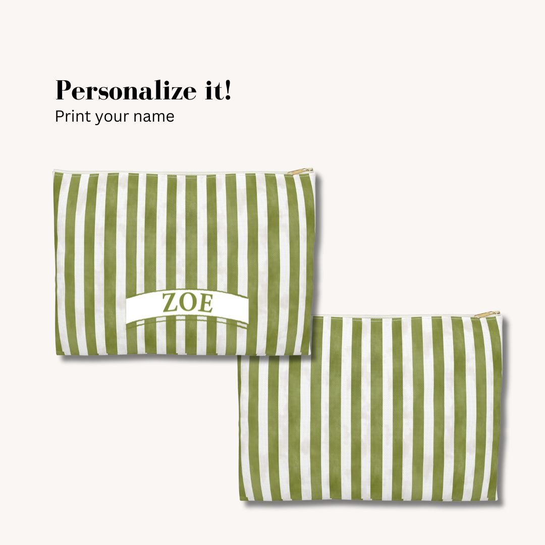 Green Stripes 2 Print Makeup And Accessory Pouch