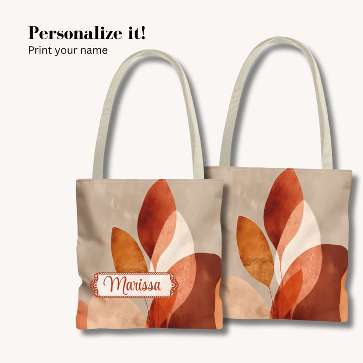 Abstract Print Tote Bag -   Orange Floral