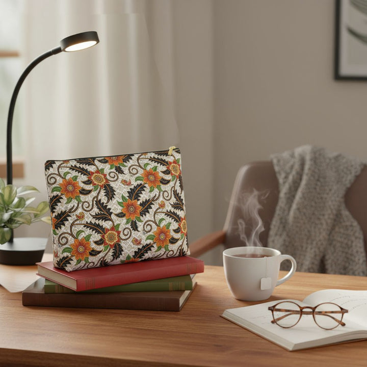 Batik Print Makeup And Accessory Pouch -  Aesthetic Floral 2