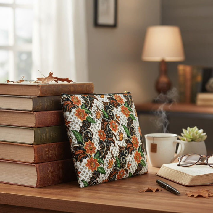 Batik Print Makeup And Accessory Pouch - Batik Flower 2