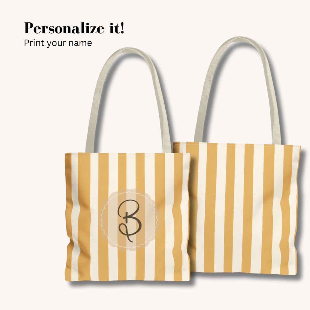 Yellow Stripes Print Tote Bag