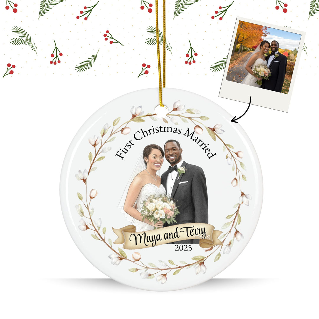 Personalized Photo Christmas Ornament: Wedding Picure Ornament 2