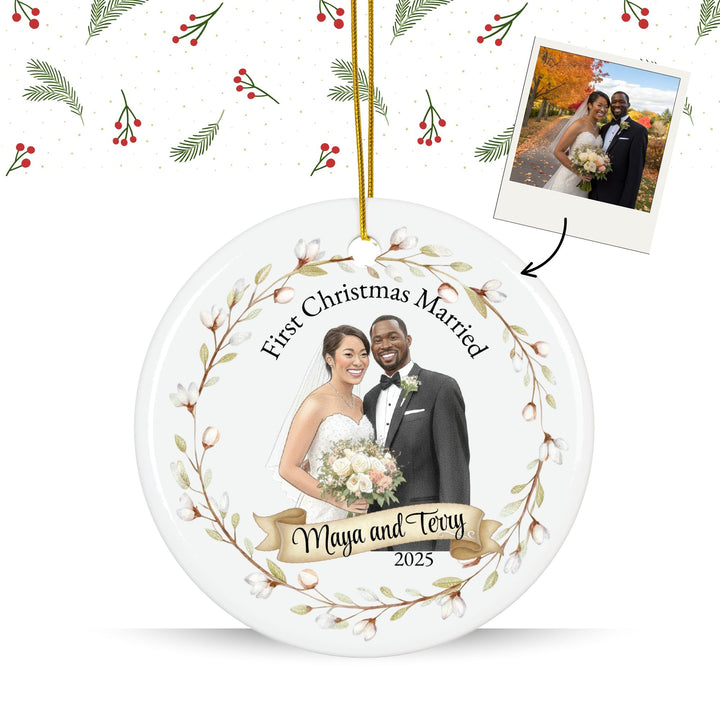 Personalized Photo Christmas Ornament: Wedding Picure Ornament 2