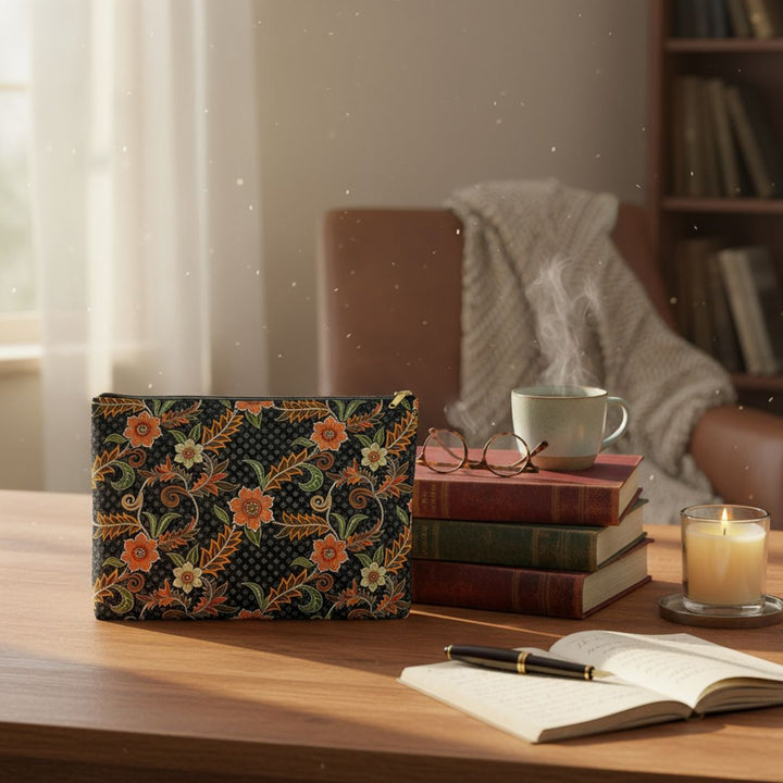 Batik Print Makeup And Accessory Pouch -  Aesthetic Floral 1