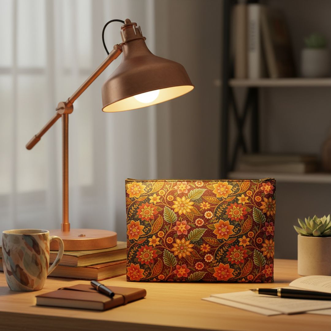 Batik Print Makeup And Accessory Pouch - Batik Flower 14
