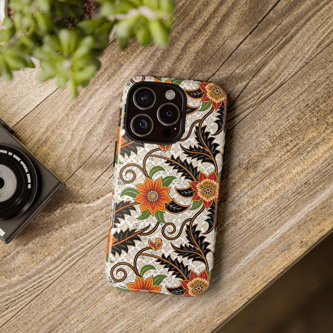 Modern Batik Pattern Tough Phone Cases Personalizable - Aesthetic Floral 2