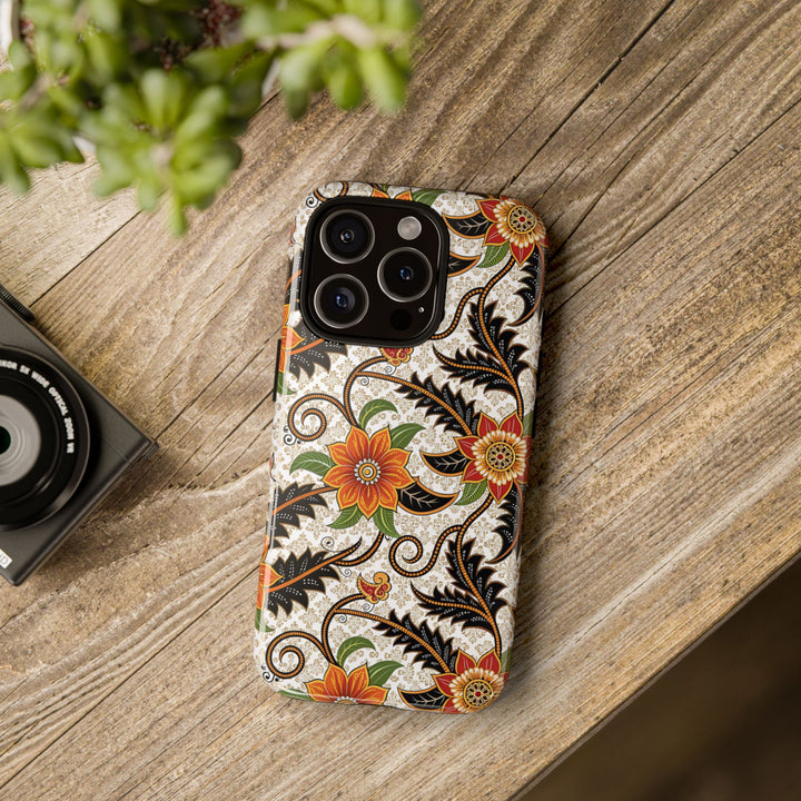 Modern Batik Pattern Tough Phone Cases Personalizable - Aesthetic Floral 2