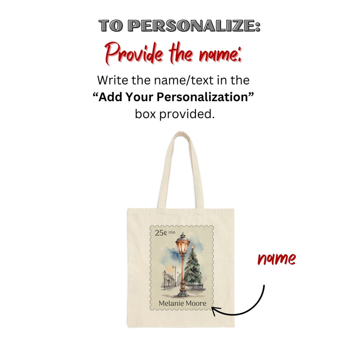 Personalized Cotton Canvas Tote Bag Postage Stamp Of City Design 1