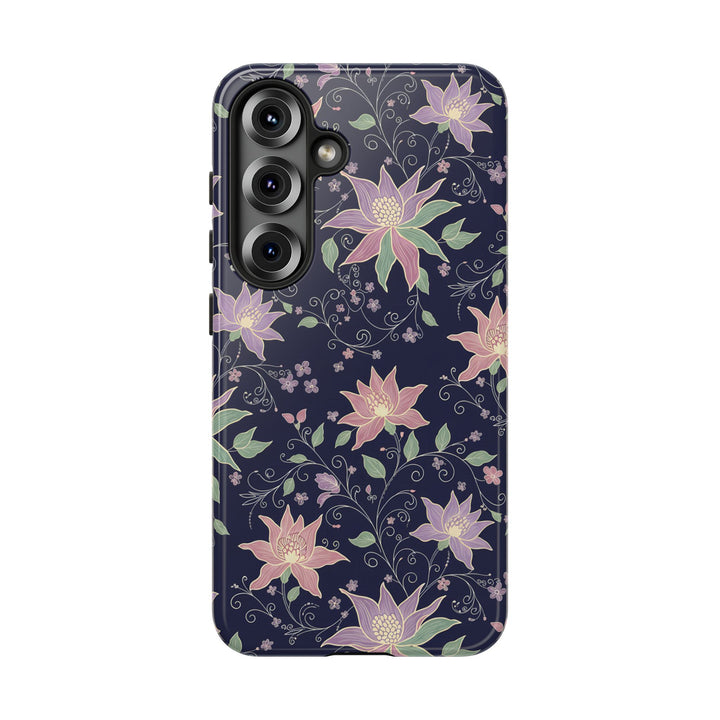 Traditional Batik Pattern Tough Phone Cases Personalizable - Purple Flower