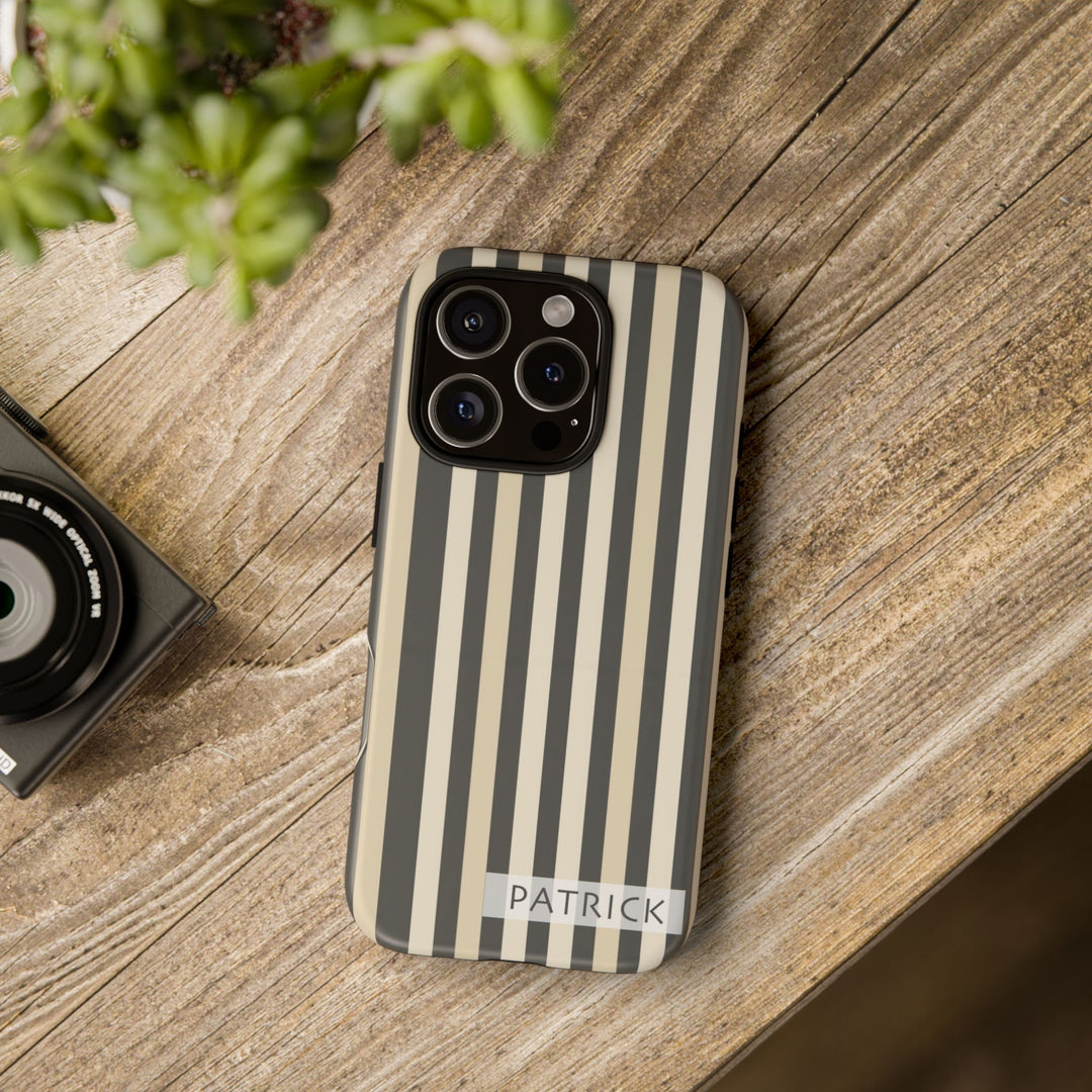 Personalized Tough Phone Case Brown Stripe