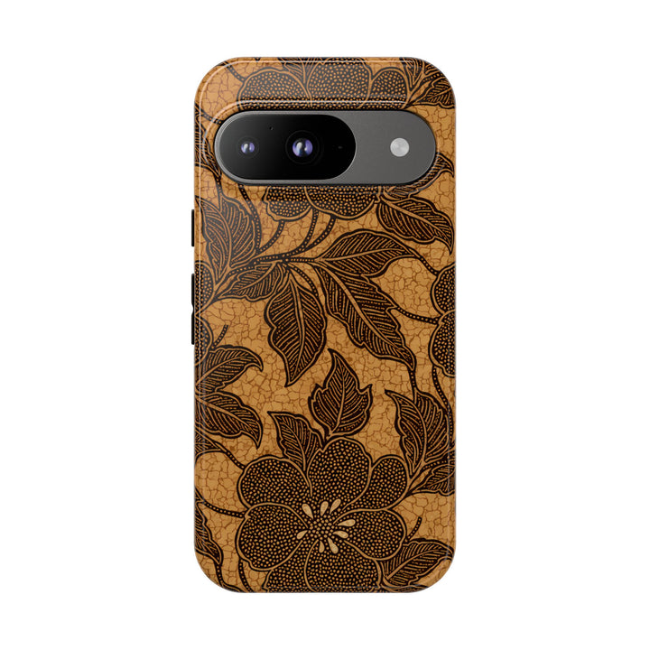 Traditional Batik Pattern Tough Phone Cases Personalizable - Brown Flower