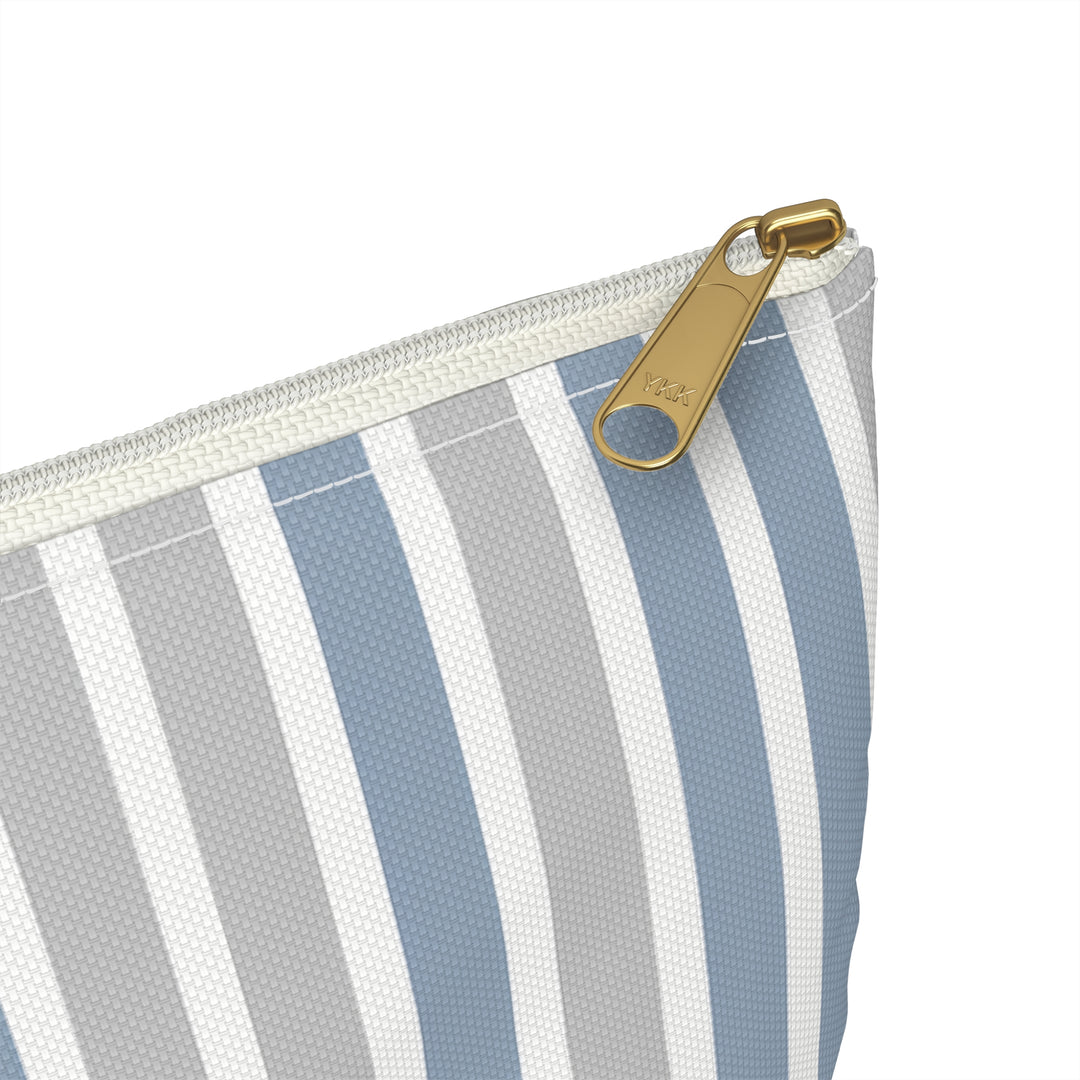 Blue Stipes Print Makeup And Accessory Pouch