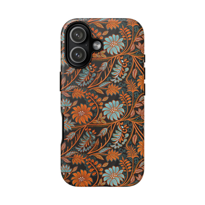 Modern Batik Pattern Tough Phone Cases Personalizable - Orange Teal 2