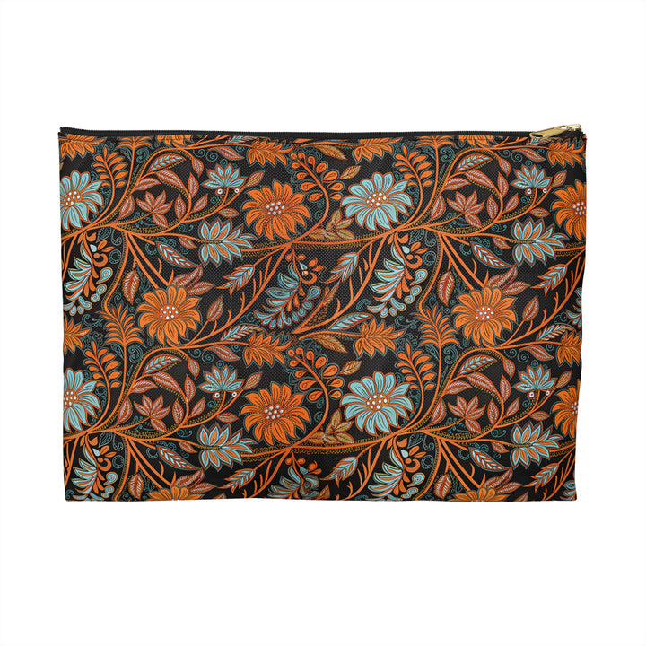 Batik Print Makeup And Accessory Pouch - Orange Teal 2
