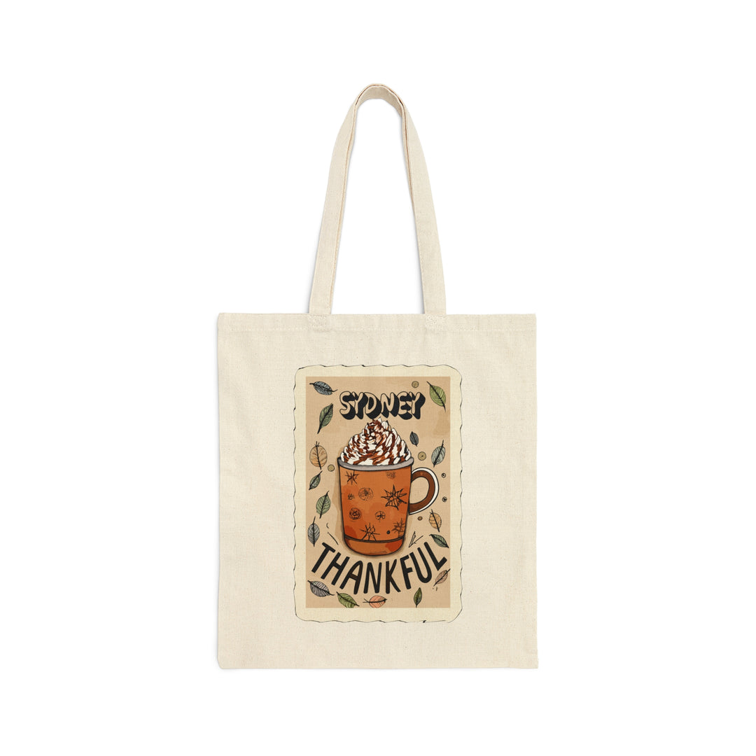 Personalized Pumpkin Spiced Thankful Cotton Canvas Tote Bag