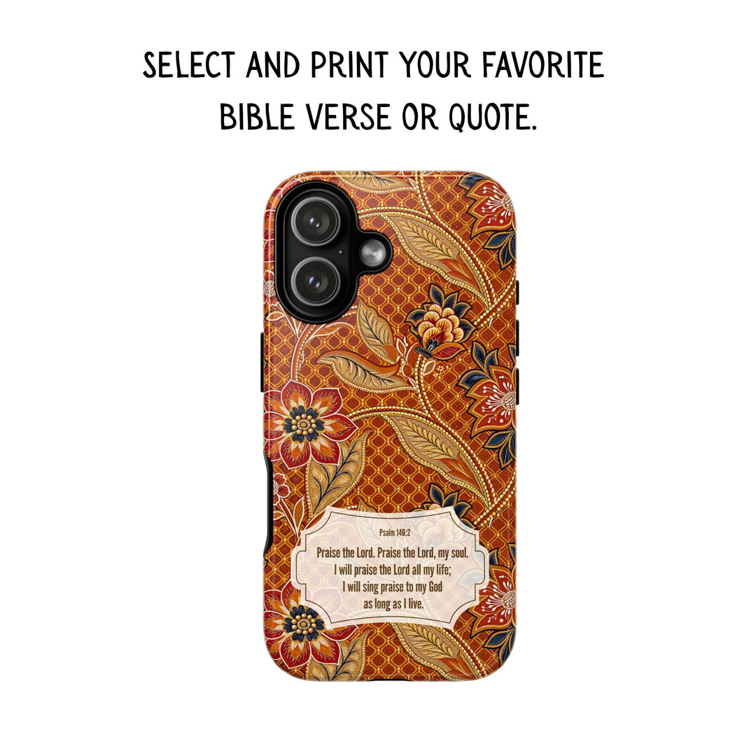 Modern Batik Pattern Tough Phone Cases Personalizable - Orange 2