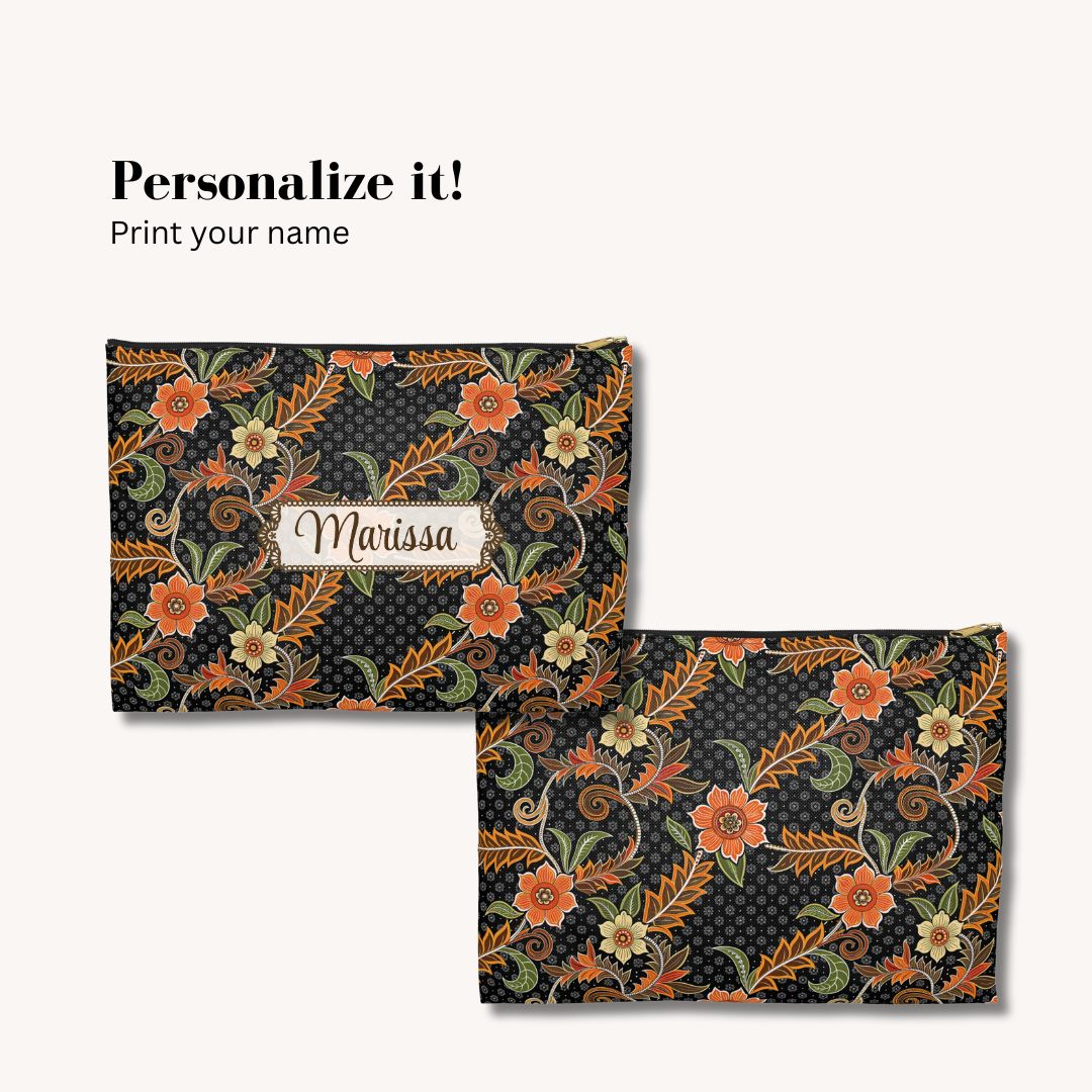 Batik Print Makeup And Accessory Pouch -  Aesthetic Floral 1