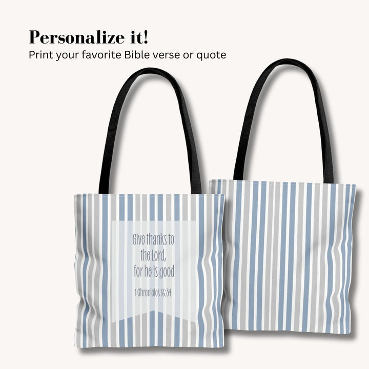 Blue Stripes Print Tote Bag