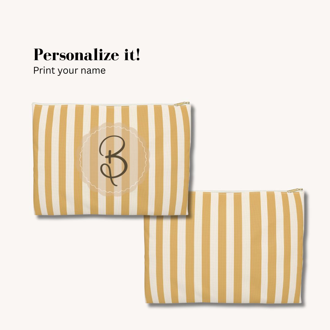 Yellow Stripes Print Makeup And Accessory Pouch