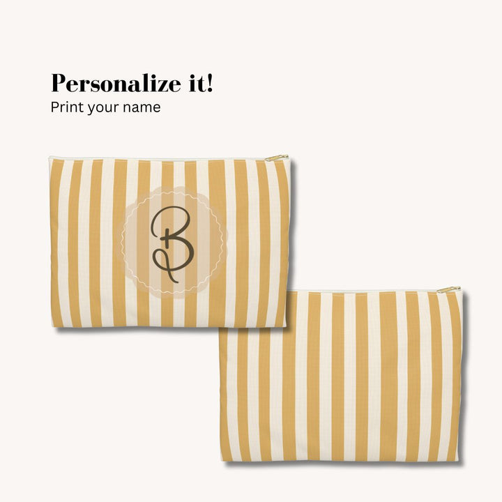 Yellow Stripes Print Makeup And Accessory Pouch